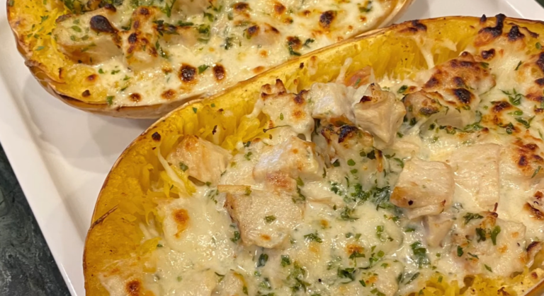Keto Spaghetti Squash Chicken Alfredo