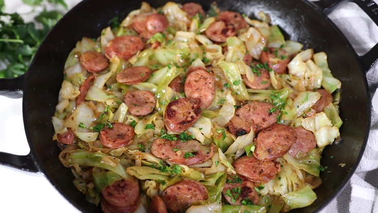 Keto Smoked Sausage and Cabbage Skillet